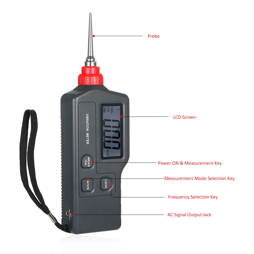 Портативный цифровой Виброметр с ЖК-экраном анализатор вибрации тестер AC выход Ускорение/скорость