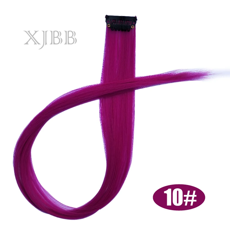 XJBB, 20 дюймов, длинные прямые цветные волосы, накладные волосы на заколках, цельные цветные полоски, синтетические волосы для наращивания на заколках - Цвет: C10