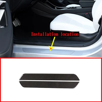 

2pcs Soft Carbon Fiber Car Front Door Sill Scuff Plate Cover Trim For Tesla Model 3 2017-2019 Accessories