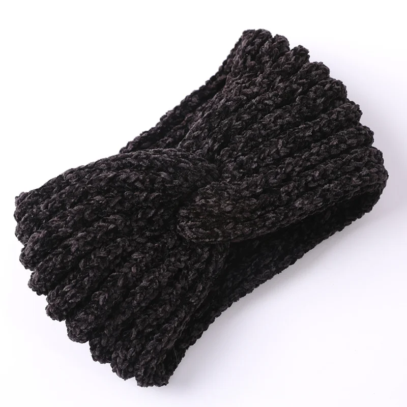 Style B-Black M MISM зимняя вязаная синельная повязка на голову, женские эластичные резинки для волос с бантом для женщин и девушек, аксессуары для волос, головной убор - Цвет: Style B-Black