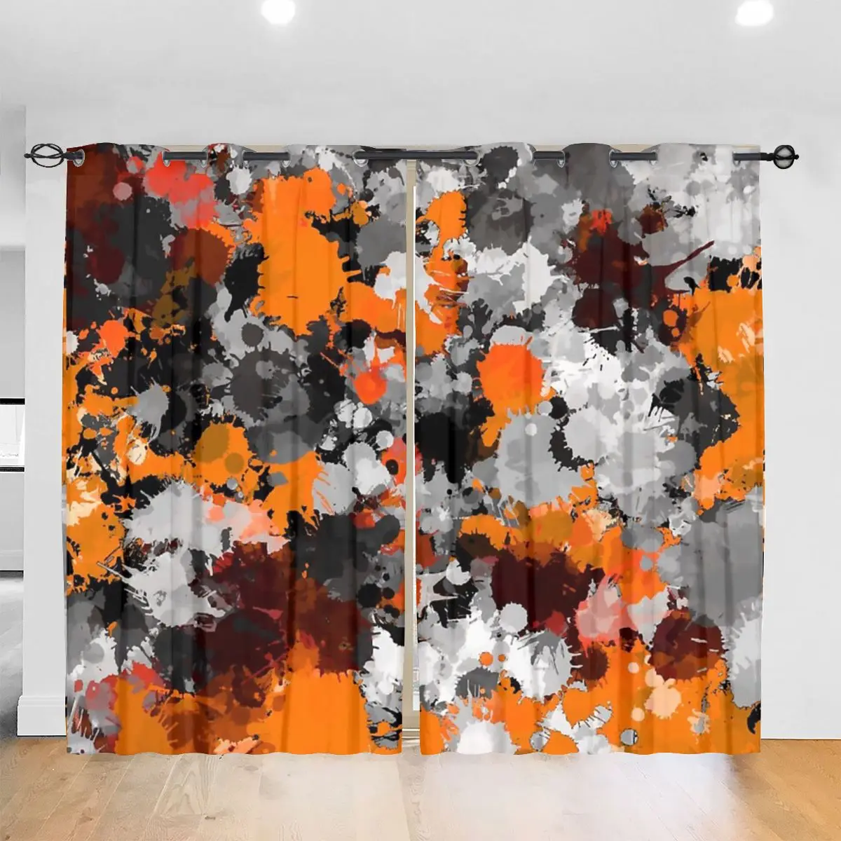 Оранжевые и серые декоративные шторы для спальни гостиной кухни | Дом сад