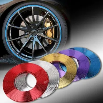 

8M/Roll Car Wheel Protector Rim Sticker Moulding Strip Trim Chrome Exterior Car Bumper Moulding Trim Strip Auto Wheel Hub