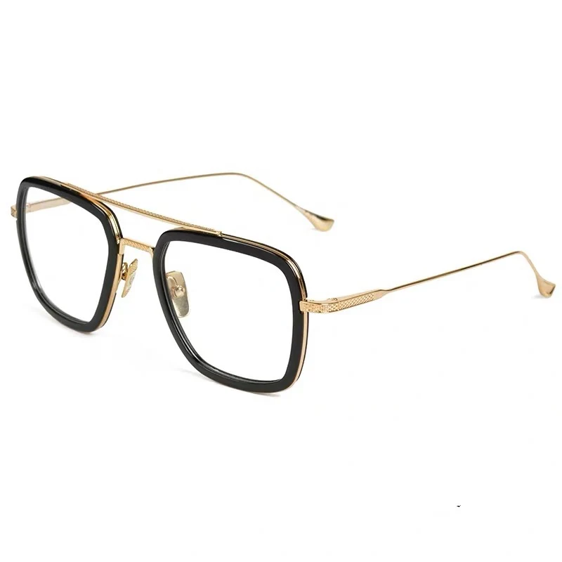gold clear lens Очки tony stark, солнцезащитные очки, мужские линзы, полёт Железного человека, Человека-паука, вдали от дома, фильм, Питер Паркер, квадратные очки Мстителей - Цвет линз: gold clear lens