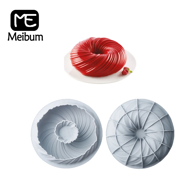 

Meibum Spiral Donut Cake Silicone Mold Homemade Party Mousse Mould French Dessert Chocolate Decorating Tray Baking Tools