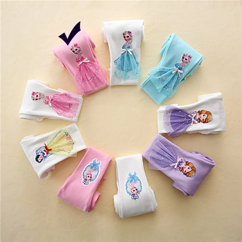 pink-pink 3D elsa Зимние леггинсы для девочек и осень, с рисунком из мультфильма, Осенние леггинсы для девочек теплые хлопковые модная сужающаяся к талии для защиты от обледенения Эльза брюки с изображением Анны B427 - Цвет: pink-pink 3D elsa