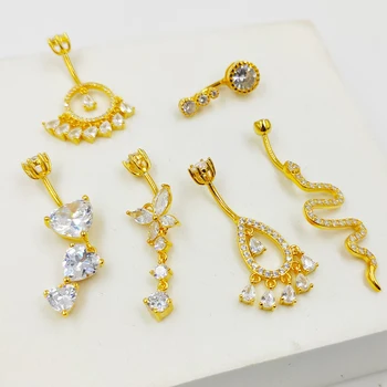 1pc Navel Rings Belly Button Ring 925 Sterling Silver CZ Navel Piercing Barbell Body Jewelry 3