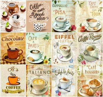 

HUACAN Painting By Numbers Coffee Drawing On Canvas Hand Painted Paintings Cup Art Gift DIY Pictures By Number Kits Home Decor