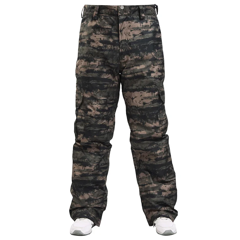 Camouflage 3 Лыжные брюки мужские брюки для сноубординга зимние уличные ветрозащитные водонепроницаемые зимние брюки с высокой талией толстые лыжные брюки - Цвет: Camouflage 3