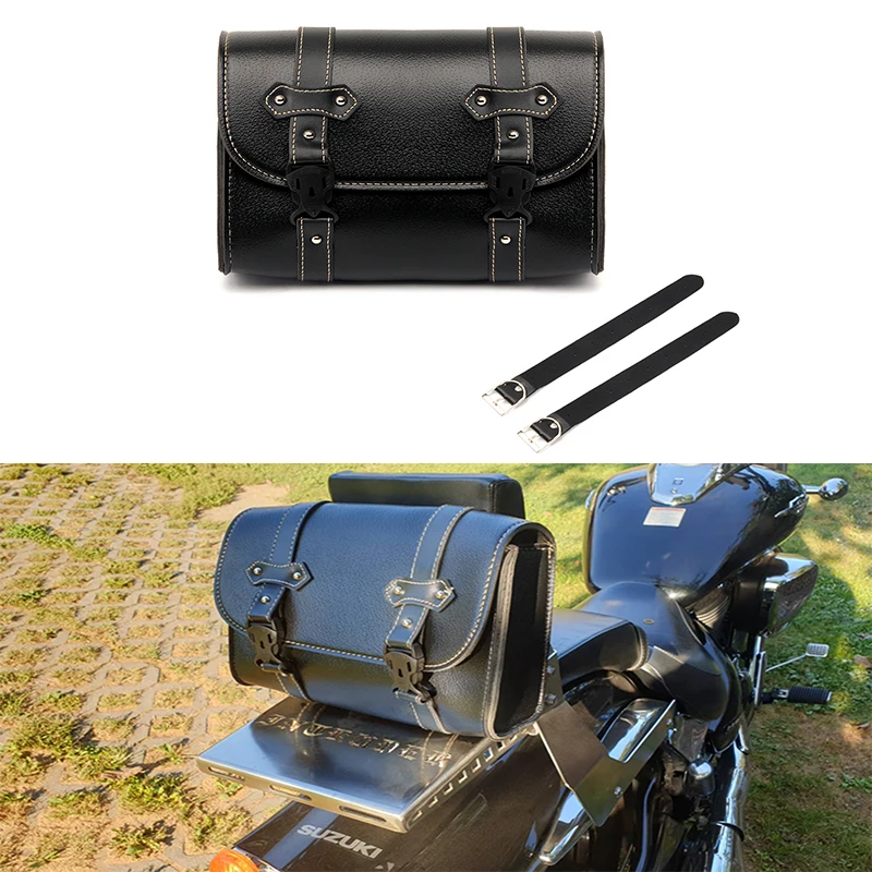 

Universal Motorcycle Side Bags Saddlebag Black PU Leather Saddle Bags Motorbike Tool Pouch Tail Luggage Bag For Harley Sportster