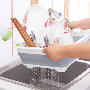 

Drainer Bowl Tableware Plate Portable Home Shelf Kitchen Foldable Dish Plate Drying Rack Organizer Plastic Storage Holder
