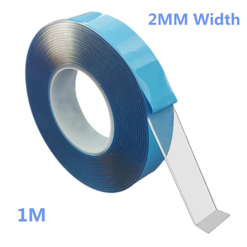 2MM 1M blue 1/3/5M Nano лента многоразовая прозрачная никаких следов Magic двухстороннего скотча можно мыть акриловые фиксирующая лента синего цвета для домашнего ремонта - Цвет: 2MM 1M blue