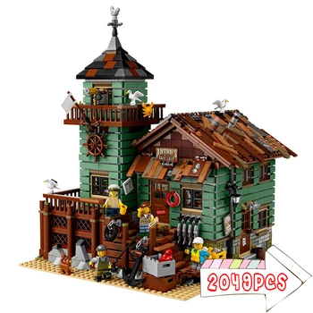 

Fishing House Building Blocks Bricks Sets DIY Creator Expert Street View MOC Model Toys Bricks Kids Cabin Christmas Gifts