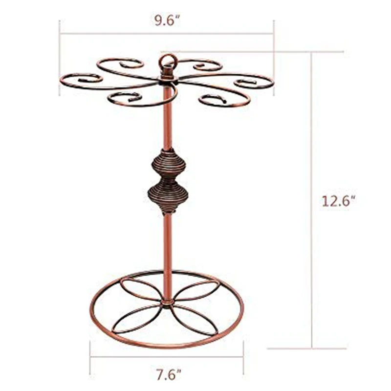 Scrollwork бронзовая стойка для стаканов вина, элегантный отдельно стоящий держатель для бокалов стойка с 6 крючками, тыква-стиль