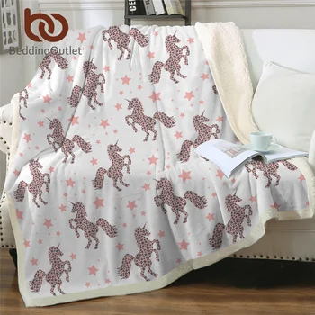 

BeddingOutlet Unicorn Pink Blanket Cartoon Sherpa Fleece Blanket Leopard Dots Girly Blankets For Beds Stars Bedding Mantas