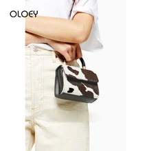Cute Mini cow pattern handbag women bags designer leather shoulder bags vintage Female small square bag lady crossbody bag Bolsa