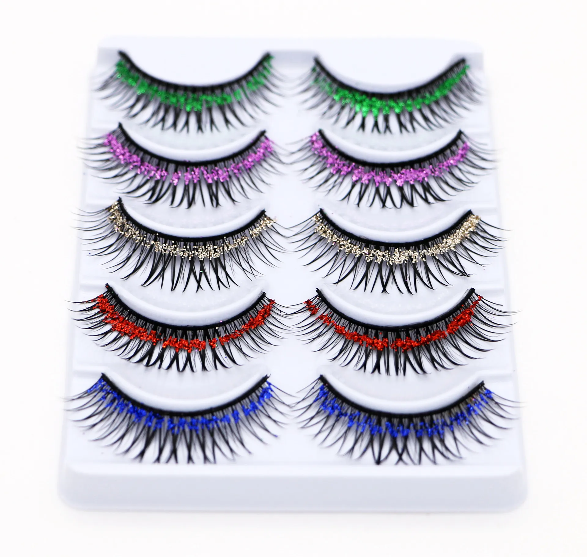 New Fashion Natural Cross False Eyelashes Glitter Powder Fiber Hard Stem Fake eyelashes Stage Performance Essential Tools
