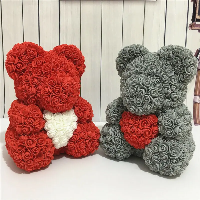 Hot Lovely Big Red Rose Flower Bear Toys Ornaments Gifts for Valentines's Day 25cm XJS789 | Дом и сад