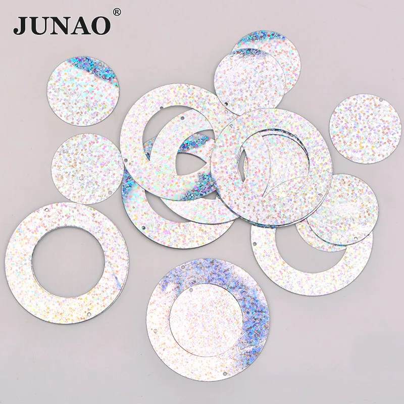 50mm Silver2 Circle JUNAO 60 мм серебристо-золотой цвет большая Лазерная Звезда блестки для шитья Плоские Блестки для одежды Рождественские украшения для поделок 100 г - Цвет: 50mm Silver2 Circle