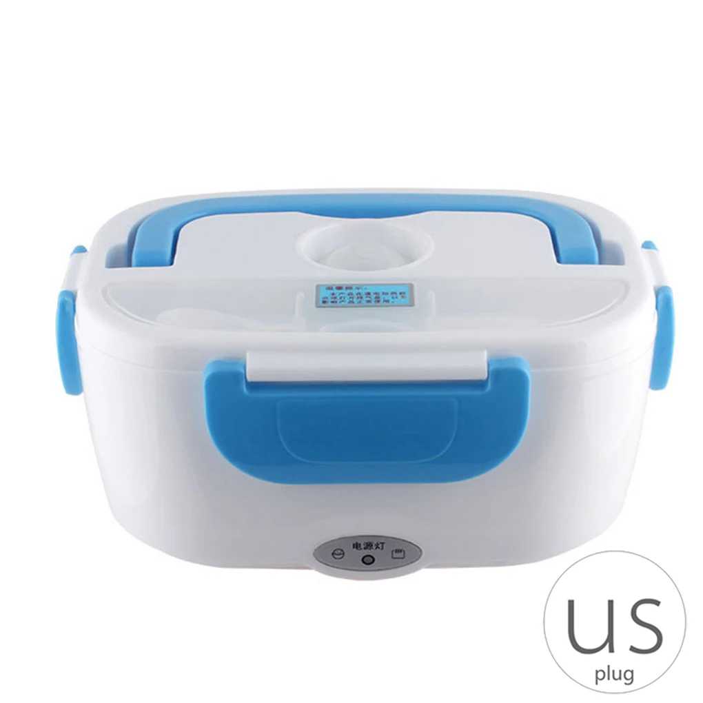Electric Heating Lunch Box Portable Food Warmer Heater Home Office Plastic Thermal Food Container EU US Plug - Цвет: blue US