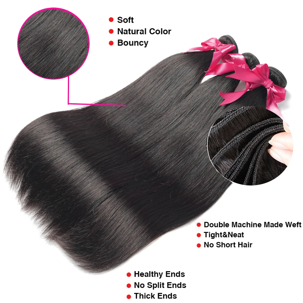 Beaudiva Straight Hair Brazilian Straight Human Hair Weave Bundles Natural Black 1/3/4 pcs/lot 100% Human Bundles Remy