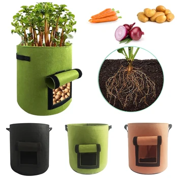 

7 Gallon Vegetable Growing Bags Plant Grow Bags Potato Pot Greenhouse Moisturizing Vertical Garden Bag Seedling Home Garden