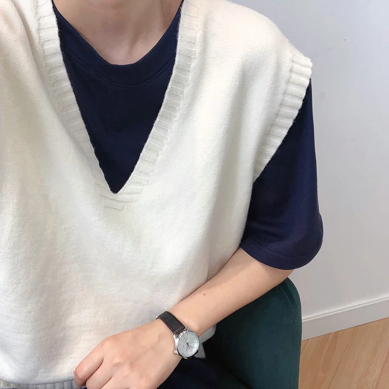 New Spring Autumn Sweater Vest Women V-Neck Knitted Vest Female Casual Tank Tops Sleeveless Female Hot Sale AA5225