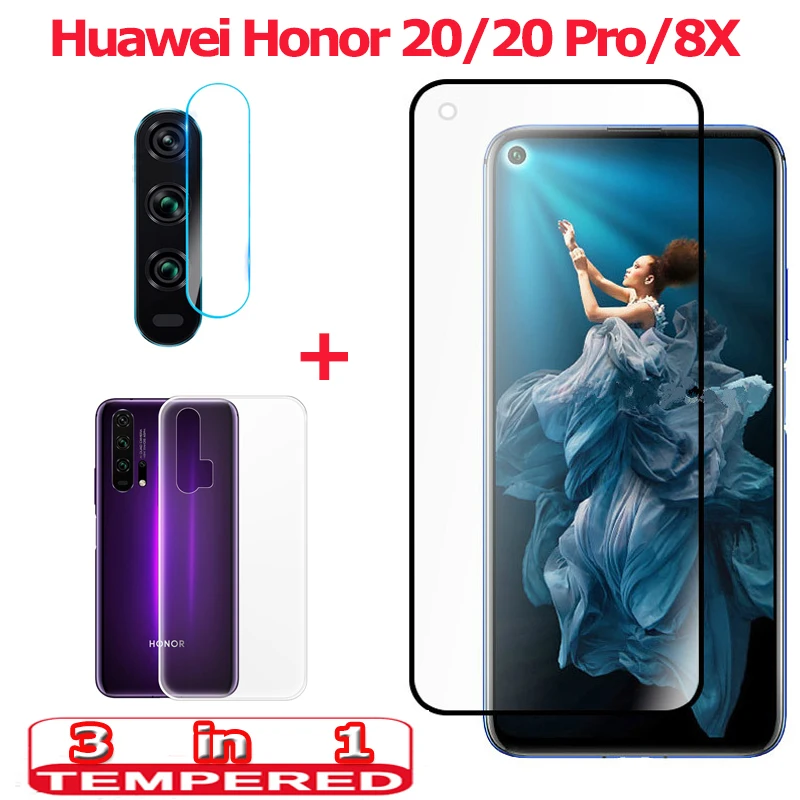 

3-in-1 Tempered Glass for Huawei Honor 20 Pro Honor 8X Camera Glass Honor 20 Screen Protector Film Honor 8X Honor 20 Pro Glass