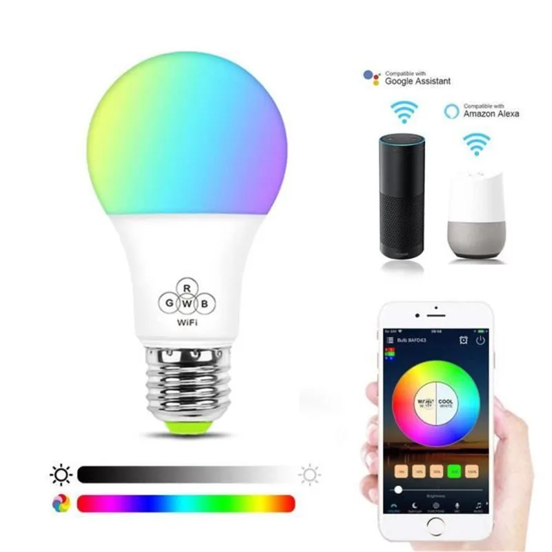 Домашняя смарт-лампа sancaka с Wi-Fi, rgb, дистанционное управление, светодиодная лампа, поддержка Alexa, Google, голосовое управление, дистанционное управление, умная лампа, светодиодная лампа - Испускаемый цвет: changeable
