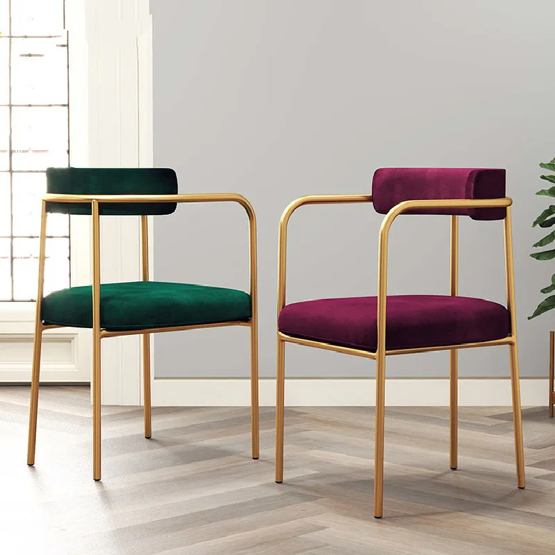 

Nordic Dining Chair Armchair Golden Wrought Iron Restaurant Chair Modern Minimalist Computer Light Luxury Dining Chair