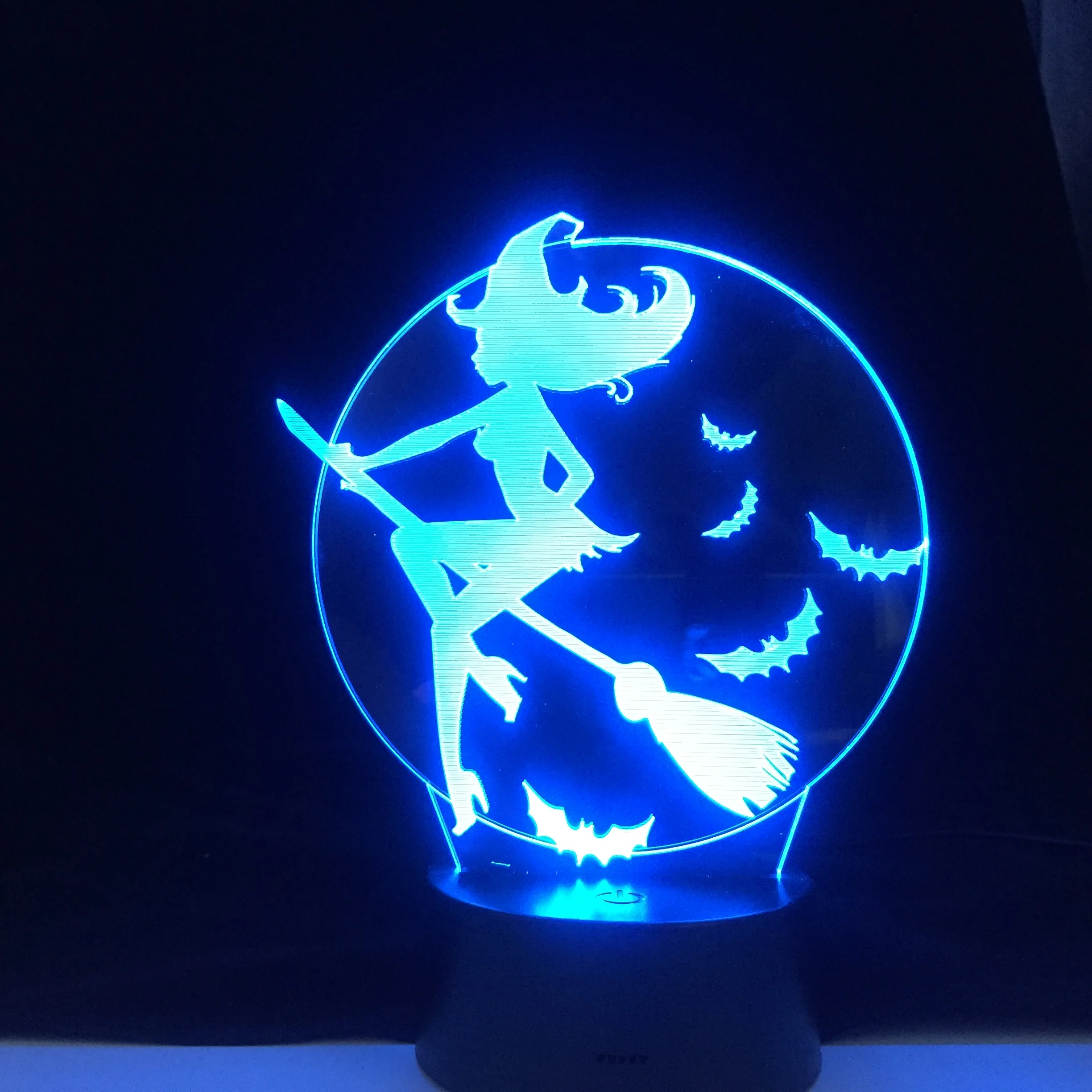 

Halloween Bat Witch Acrylic 16 Colors Changing 3D LED Nightlight Bedroom Living Room Lights Decoration Touch Gift Dropshipping