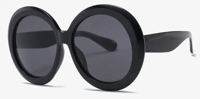 Негабаритные круглые роскошные солнцезащитные очки большая черная пластиковая рамка оттенки знаменитостей для женщин большие солнцезащитные очки lentes de sol mujer - Цвет линз: C1 black gray