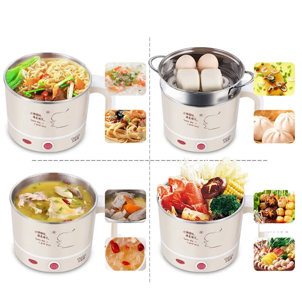 Mini PP& Stainless Steel Electric Multifunction Cooked Boiled Braised Stewed Steamed Cooker Without Steamer