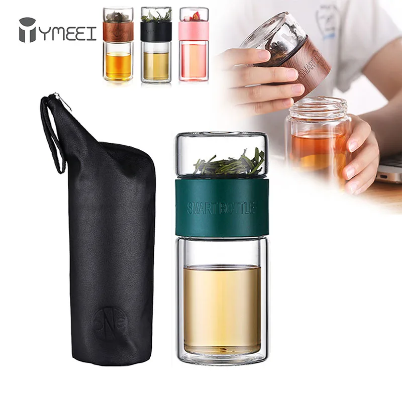 Double Glass Bottle Tea Water Glass Tea Bottle Filter Double Wall Tea Glass Bottle Water