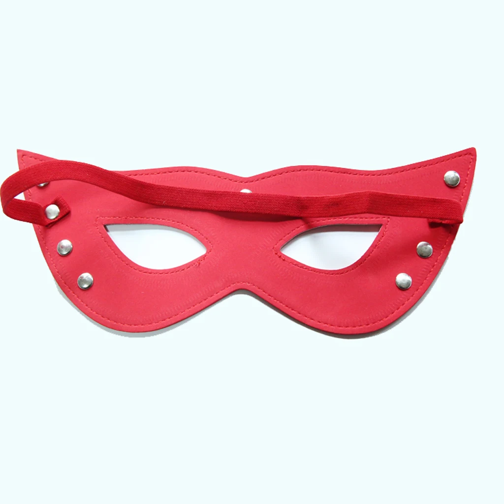 Womens Ladies Fashion and Sexy Lowrie Shaped Eye Mask with Elastic Strap Leather Cosplay Role Play Party Costume 