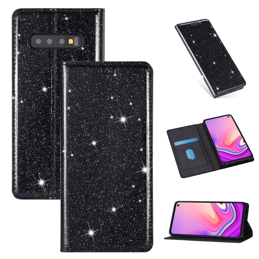 Роскошный блестящий кожаный чехол-книжка для samsung Galaxy S10E S10 S9 S8 Note 10 Plus S6 S7 Edge Note 8 9 откидная крышка