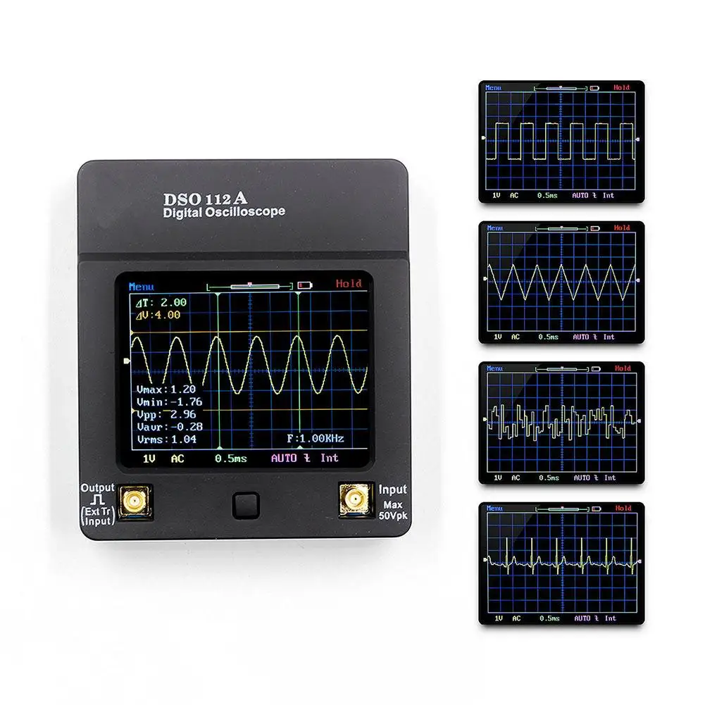 

1000Hz/3.3V Square Wave Test Signal TFT Color Display Screen Oscilloscope+Probe Can Save 24 Sets of Preset Parameters