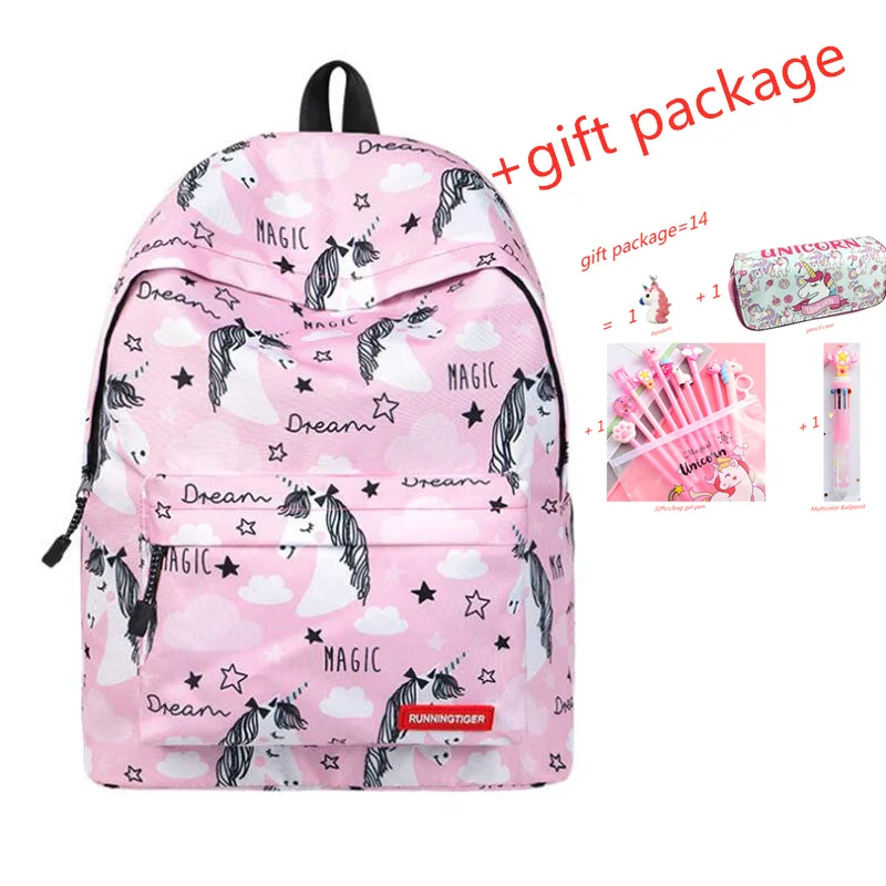 Милые рюкзаки с единорогом для девочек-подростков, школьные рюкзаки для девочек, розовая сумка с пеналом, для ноутбука, для детей, отличная упаковка - Цвет: SET13