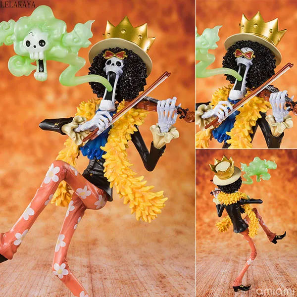 NEW hot 23cm Japan Anime ONE PIECE 20th Anniversary The Straw Hat Pirates BROOK Burukku PVC Action Figure Model Brinquedos Toys