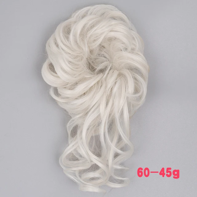 MERISIHAIR Synthetic Girls Curly Scrunchie Chignon With Rubber Band Brown Gray Hair Ring Wrap On Messy Bun Ponytails M-60