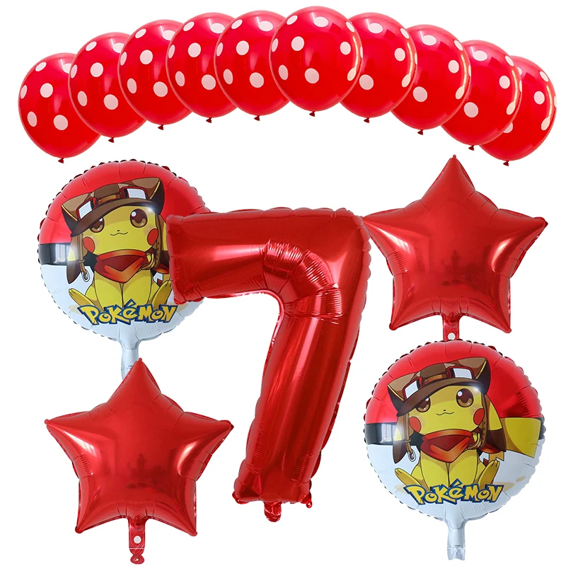 15 шт./партия, 30 дюймов, воздушный шар с изображением покемона Пикачу, воздушные шары из фольги 1, 2, 3, 4, 5, 6, 7, 8st, детские игрушки для дня рождения, украшения - Цвет: Светло-желтый