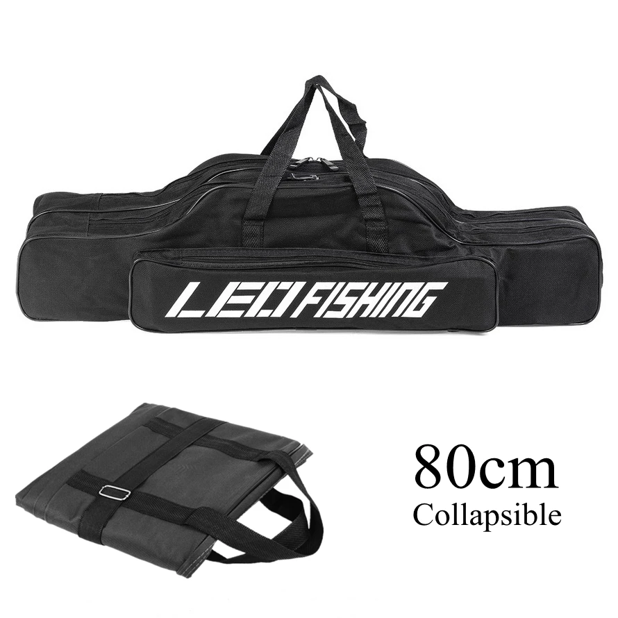 

80cm Fishing Rod Bags Multifunctional Double Layer Large Capacity Collapsible Oxford Cloth Sea Fishing Tackle Foldable Package