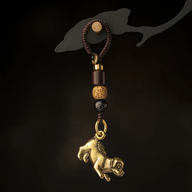 brass dog keychain rope pendant (4)