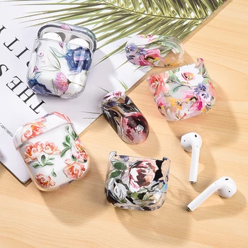 

Flower Printing Plastic Case Earphones For Apple Airpods Bluetooth Wireless Earphone Protective Cover For Airpod 1 2 Charge Box
