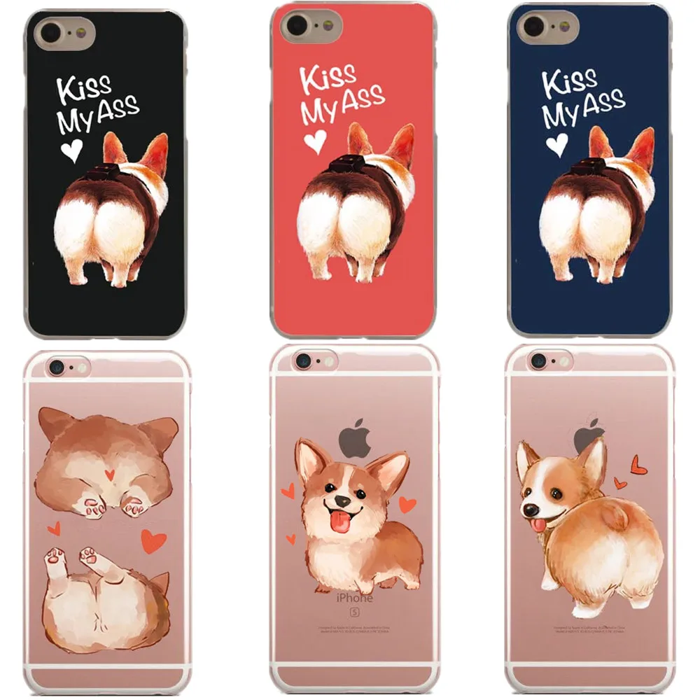 Cartoon animals sexy girl cute corgi dog Love kiss my ass Hard PC Phone  Case for iPhone 5 5s SE 6 6S Plus 7 7 Plus 8 8Plus X 10|Half-wrapped Cases|  - AliExpress