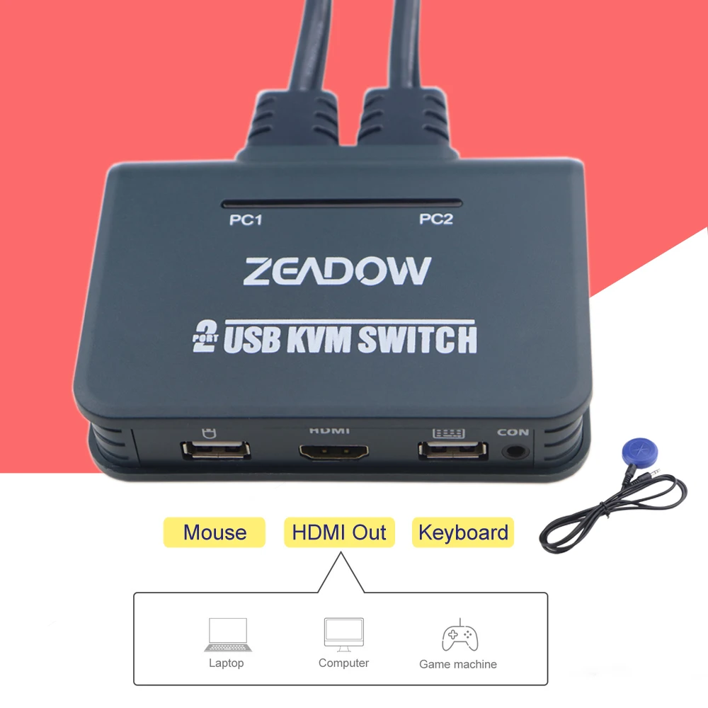 2 порта HDMI KVM переключатель клавиатура мышь разветвитель коробка с HDMI и USB кабели поддержка 4к×2к@ 30 Гц для Linux, Windows, Mac