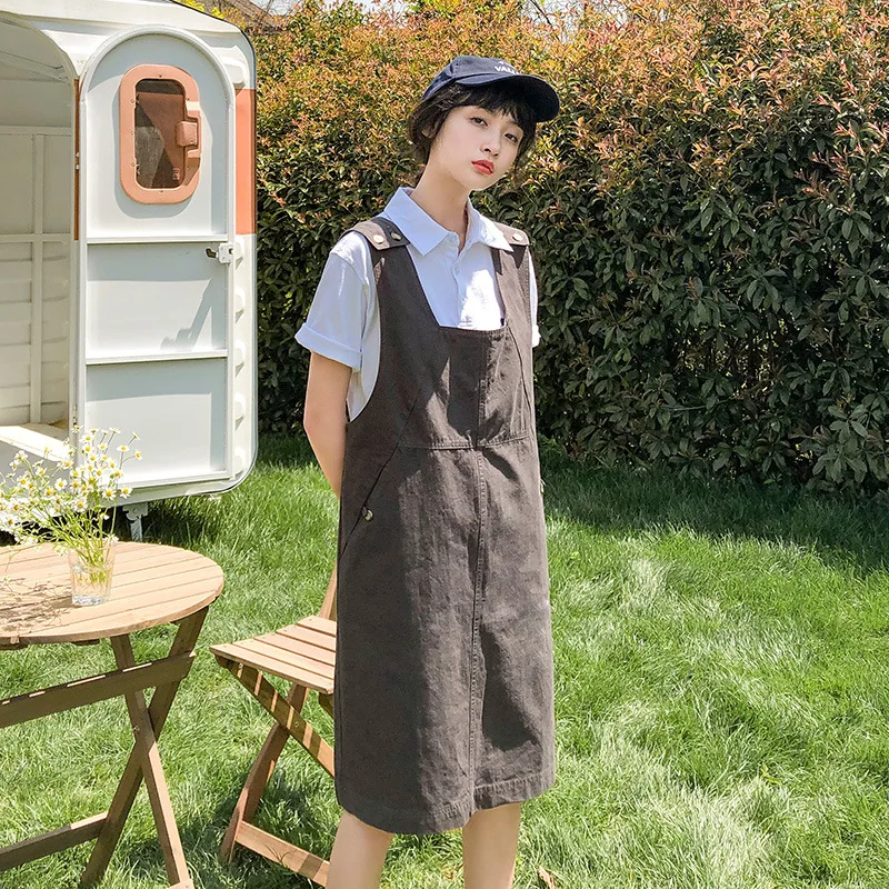 

2019 New Style Fashion Elegant Mid-length Dress Women's Loose Waist by Age Suspender Pants Strapped Dress