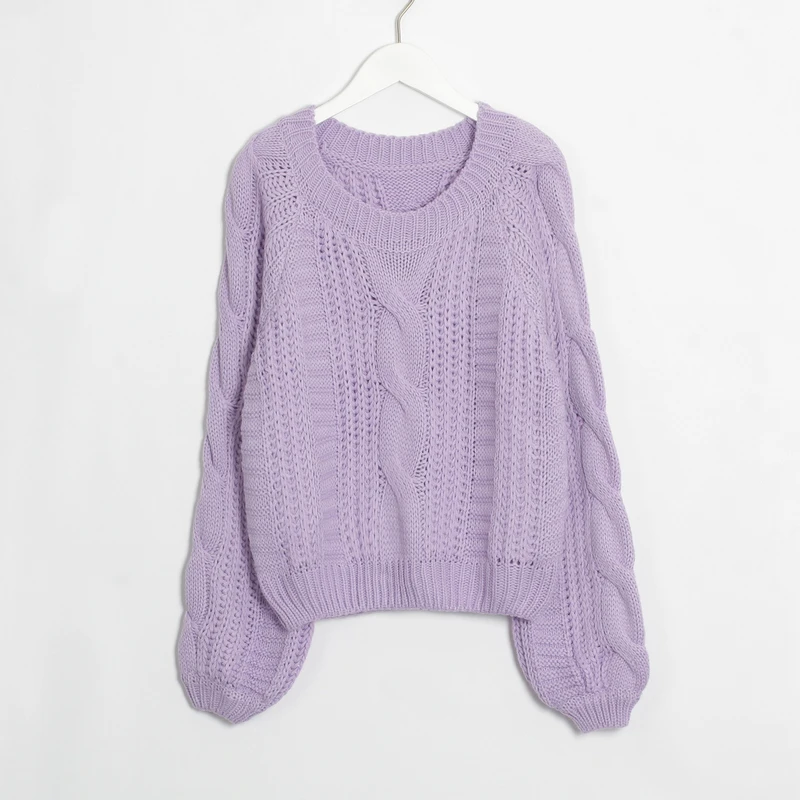 Wixra женский свитер 2019 сплошной цвет женский круглый вырез свободные теплые женские вязаные свитера пуловеры осень весна