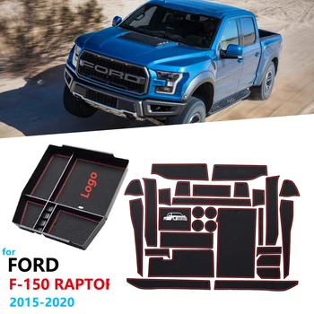 

Car Accessories for Ford F150 F-150 Raptor F Series 2015~2019 Anti-Slip Rubber Gate Slot Cup Mat Armrest Box Storage Stowing