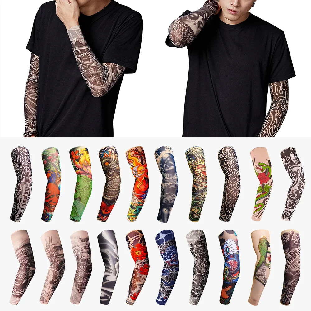 

New Fashion Tattoo Sleeves Arm Warmer Unisex UV Protection Outdoor Temporary Fake Tattoo Arm Sleeve Warmer Sleeve Mangas D40