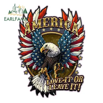 

EARLFAMILY 13cm x 10cm American Bald Eagle American Flag Love it or Leave it Decal Car Reflective Sticker Waterproof Accessories